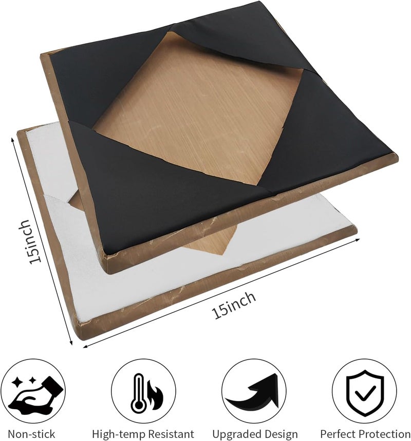 VCHOMY Heat Press Platen Wrap Cover, Upgraded Version, Non-Stick Heat Resistant Teflon Protector for Protecting Sublimation Heat Pressing Machine Plate from Residue, Inks, Adhesives (2Pack 15x15 inch) - Image 3